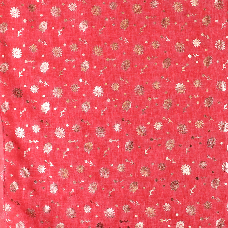 Recycled coral and metallic flower print scarf