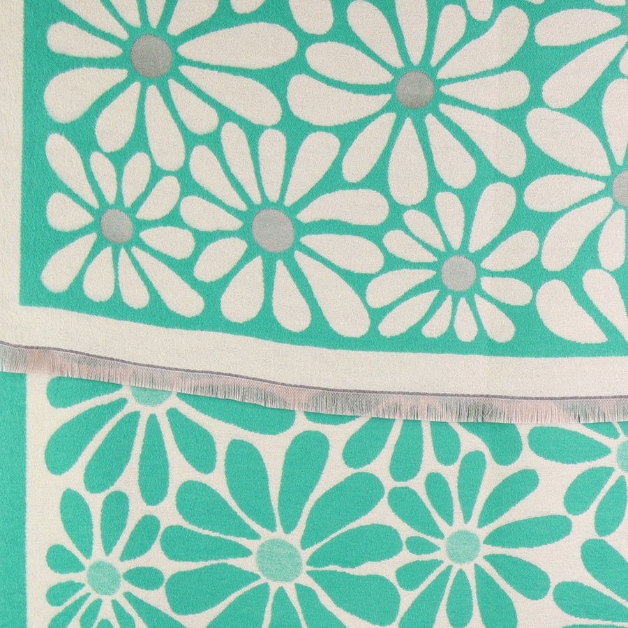 Green mix flower silhouette jacquard scarf