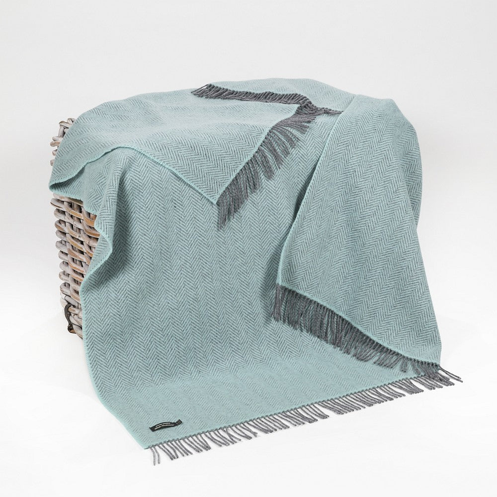 John Hanly Cashmere Throw Duck Egg
