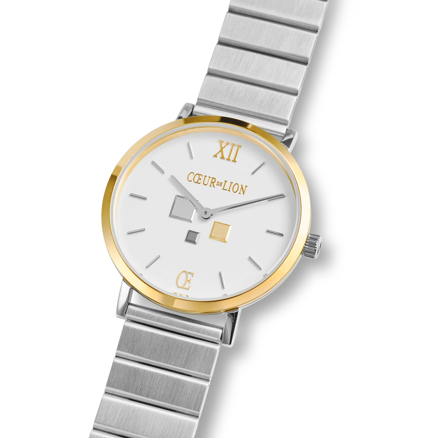 Watch Round Brilliant White Bicolor Stainless Steel Silver