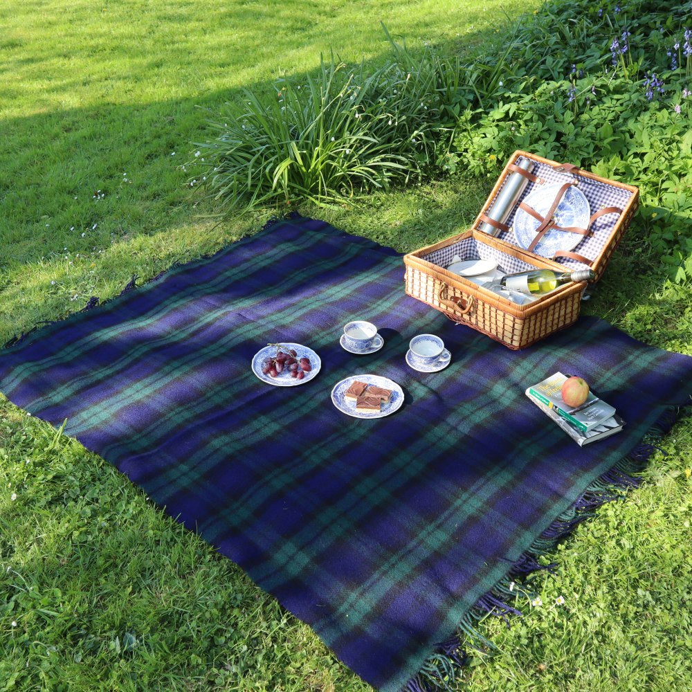 Large Irish Picnic Blanket Blackwatch Plaid