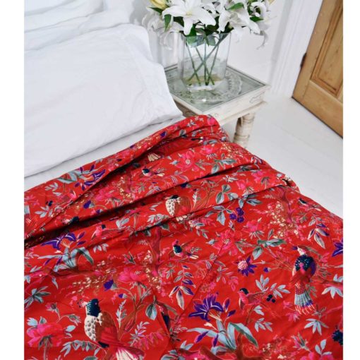 Red Bird Print Quilt
