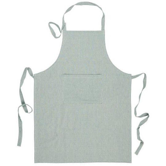 Apron Charlie w/thin dark blue stripes and pocket