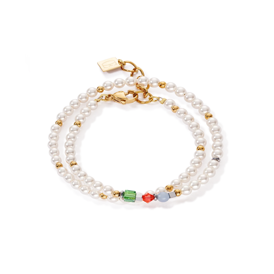 Princess Pearls bracelet Wrap Around gold multicolour Art Nouveau