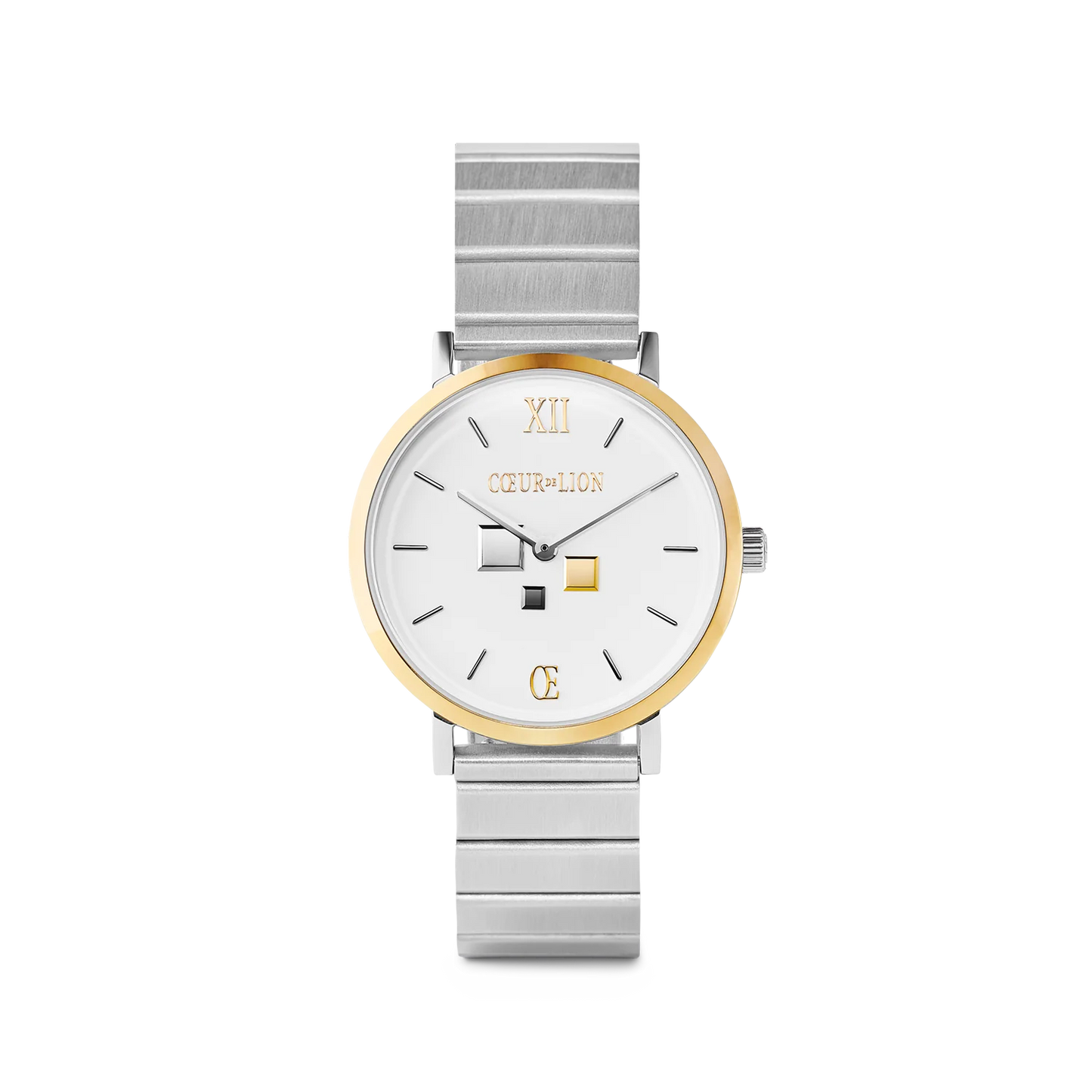 Watch Round Brilliant White Bicolor Stainless Steel Silver