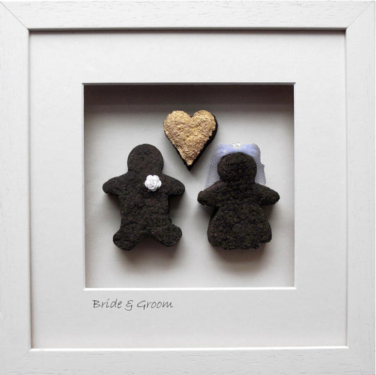 Bride & Groom with Gold Heart
