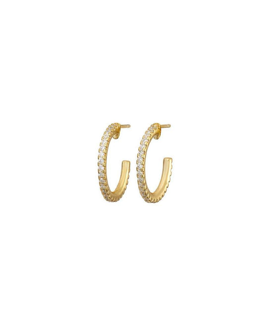 Gold Pave Hoop Earrings