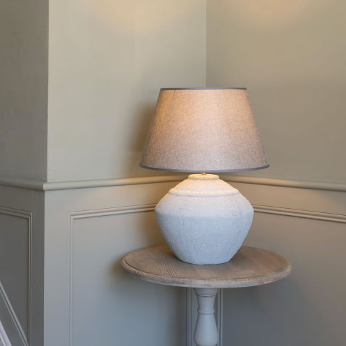 Stoneware Lamp Leo With Grey Shade