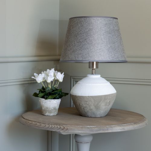 Stoneware Lamp Cali With Grey Shade